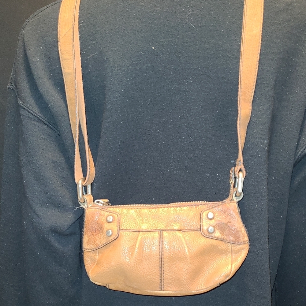 Vintage FOSSIL Tan Leather Crossbody Bag